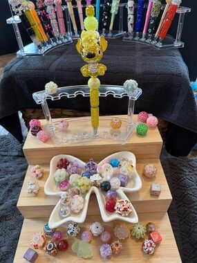 Yellow Jeweled Yellow Stitch Beaded Pen